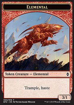 Elemental Token (Red 3/1 Trample, haste)