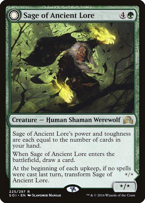 Sage of Ancient Lore / Werewolf of Ancient Hunger (front)