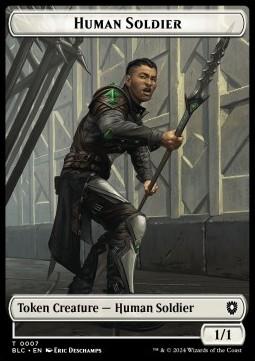 Human Soldier Token (W 1/1) // Wolf Token (BG 2/2)
