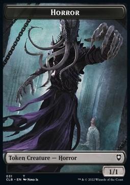 Horror Token (B 1/1) // Centaur Token (G 3/3 Protection from Black)
