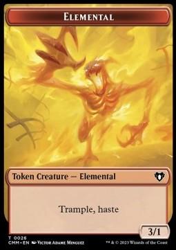 Elemental Token (R 3/1 Trample, haste) // Insect Token (G 1/1)