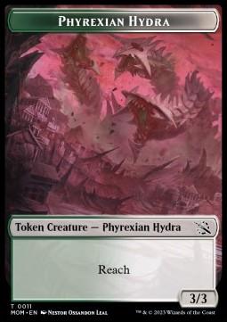 Phyrexian Hydra Token (GW 3/3 Reach) // Warrior Token (RW 3/2)