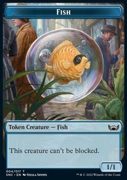 Fish Token (Blue 1/1 Can't be blocked)