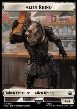 Alien Rhino Token (W 4/4) // Alien Warrior Token (R 2/2) (V.1)